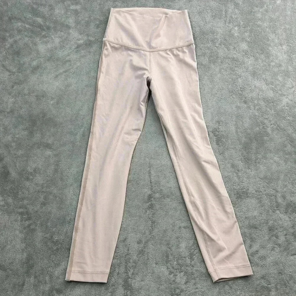 Nike Leggings Women's Small Yoga Velour Trim 7/8 High Rise Pink Mauve Athleisure